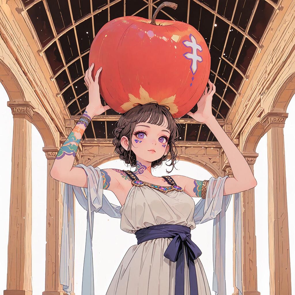 リンゴを運ぶ女