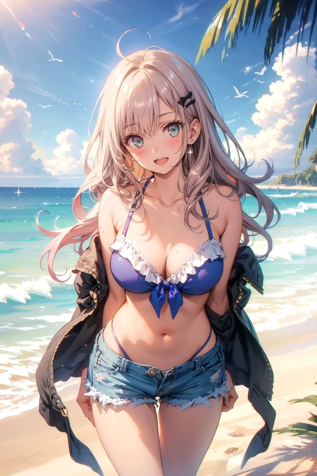 夏、挨拶する彼女