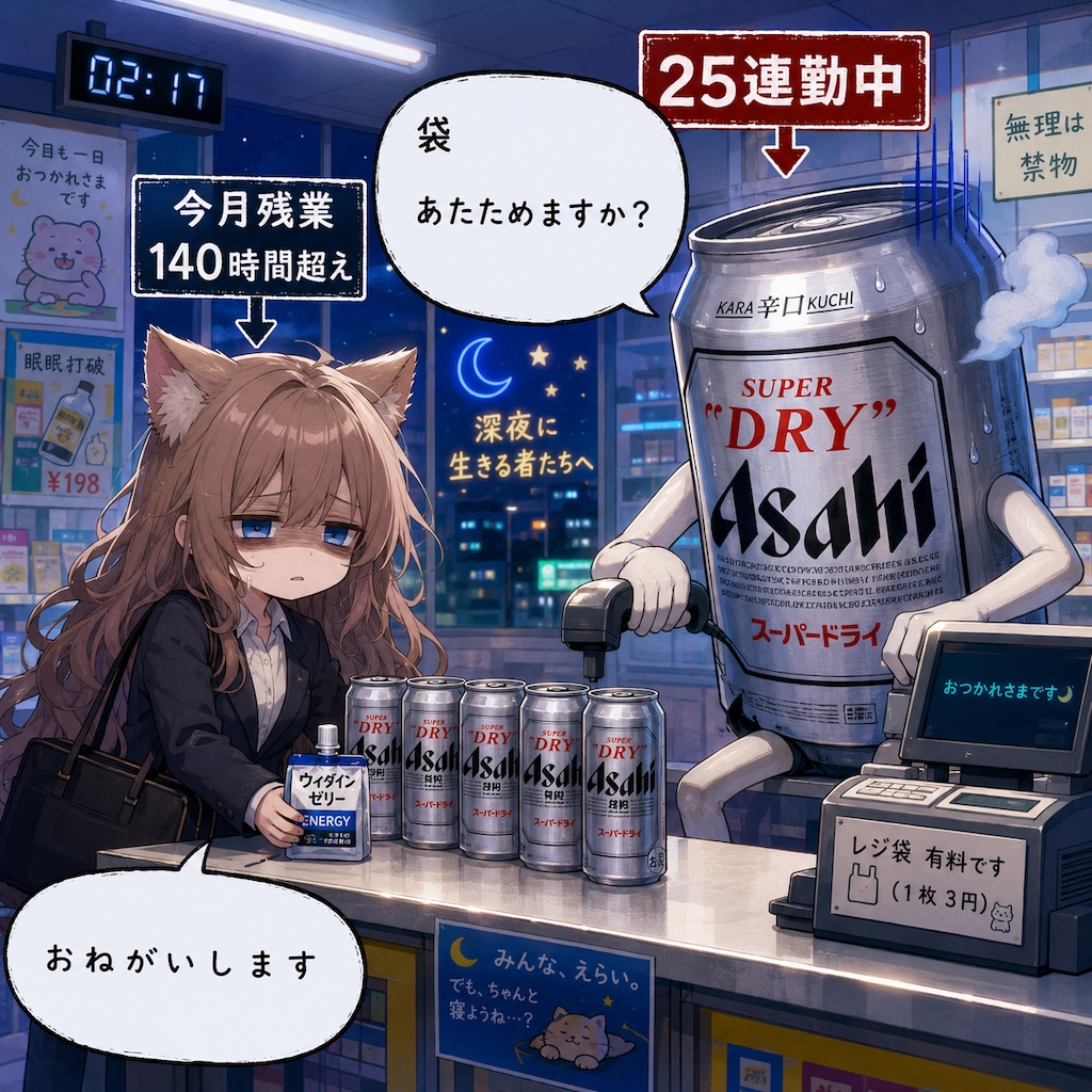 社畜な女の子とビール缶