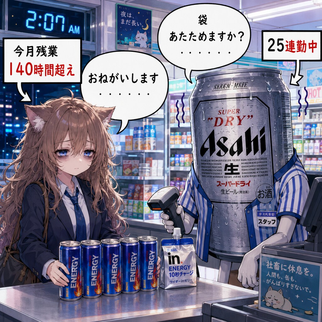 社畜な女の子とビール缶