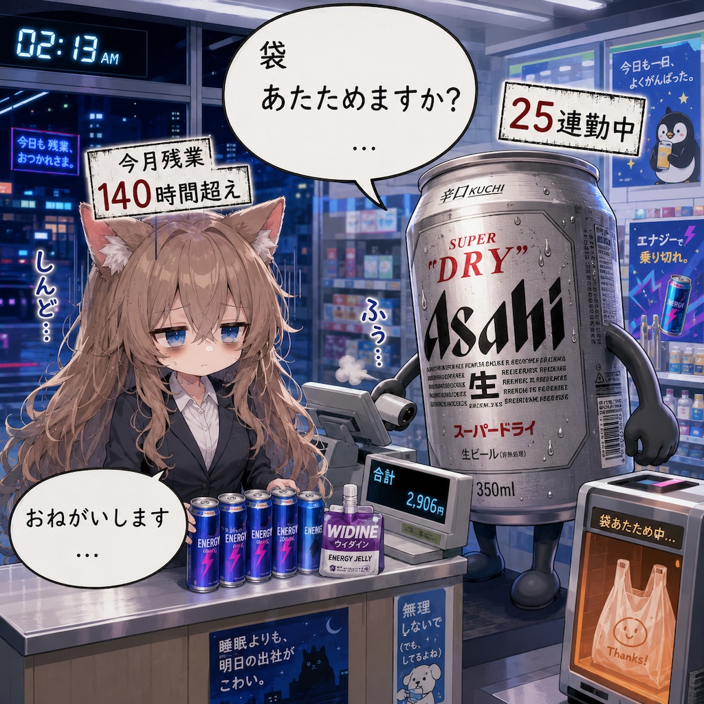 社畜な女の子とビール缶
