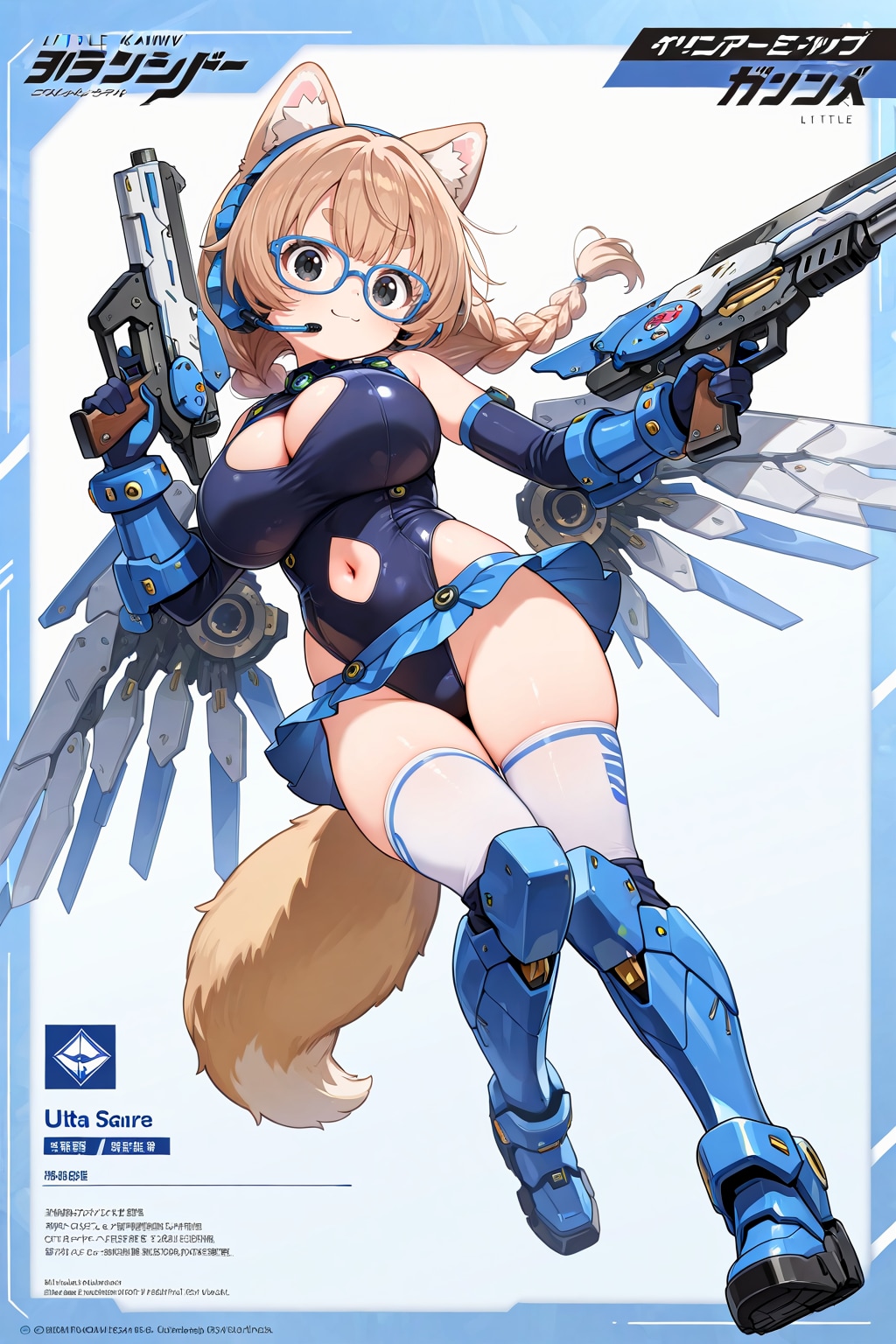 架空の美少女プラモパッケージ・眼鏡三つ編みケモミミ編