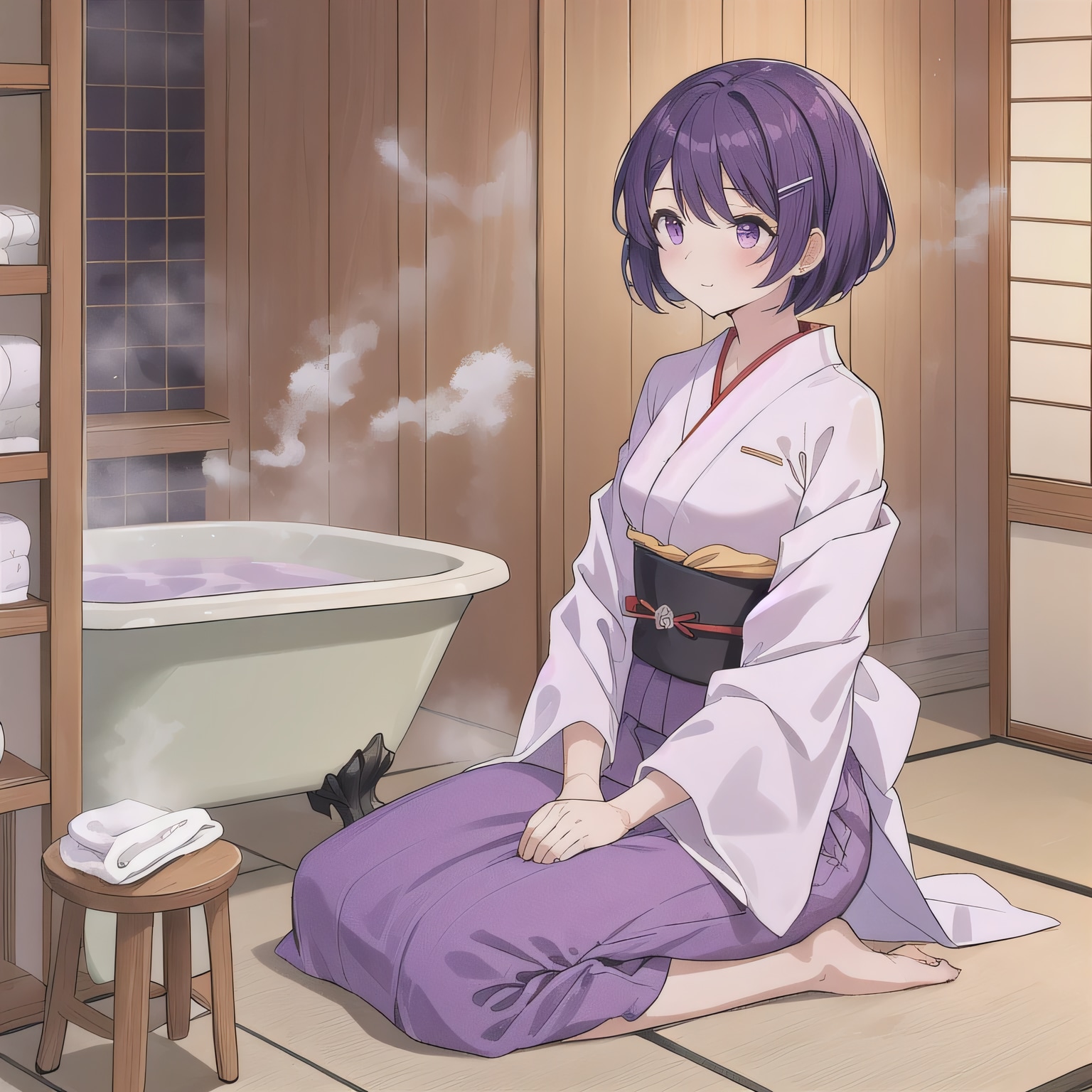 黒髪ボブで着物の少女２ | の人気AIイラスト・グラビア