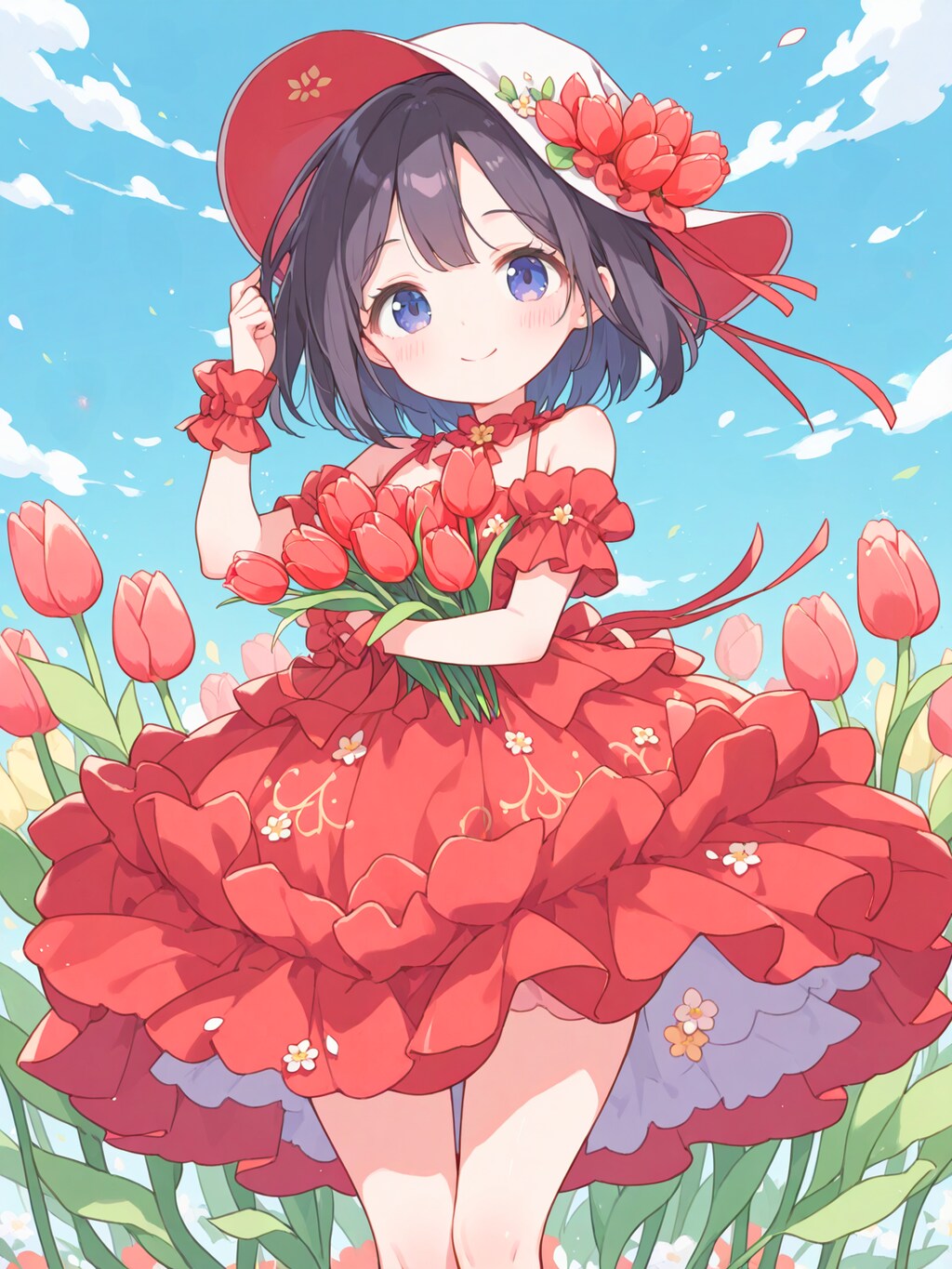 真紅のチューリップドレス