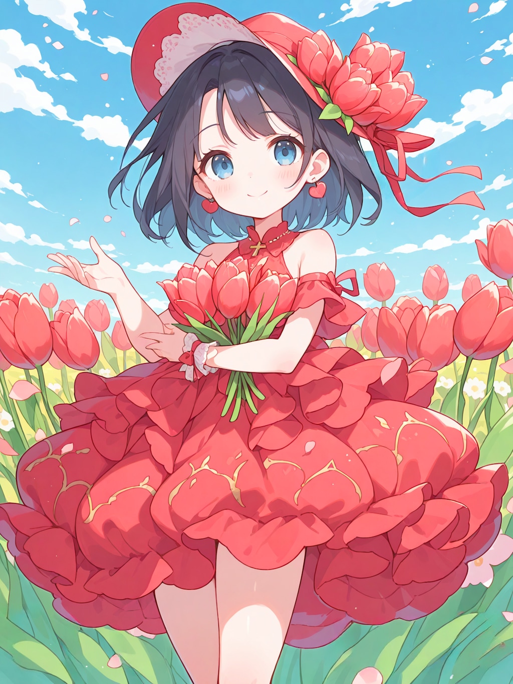 真紅のチューリップドレス