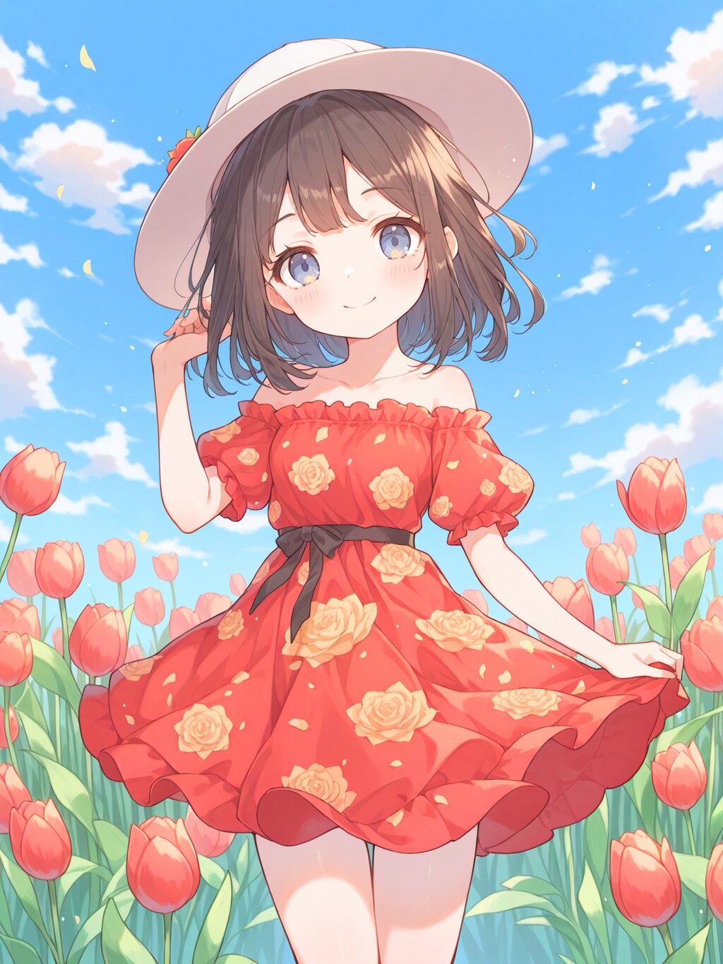 真紅のチューリップドレス