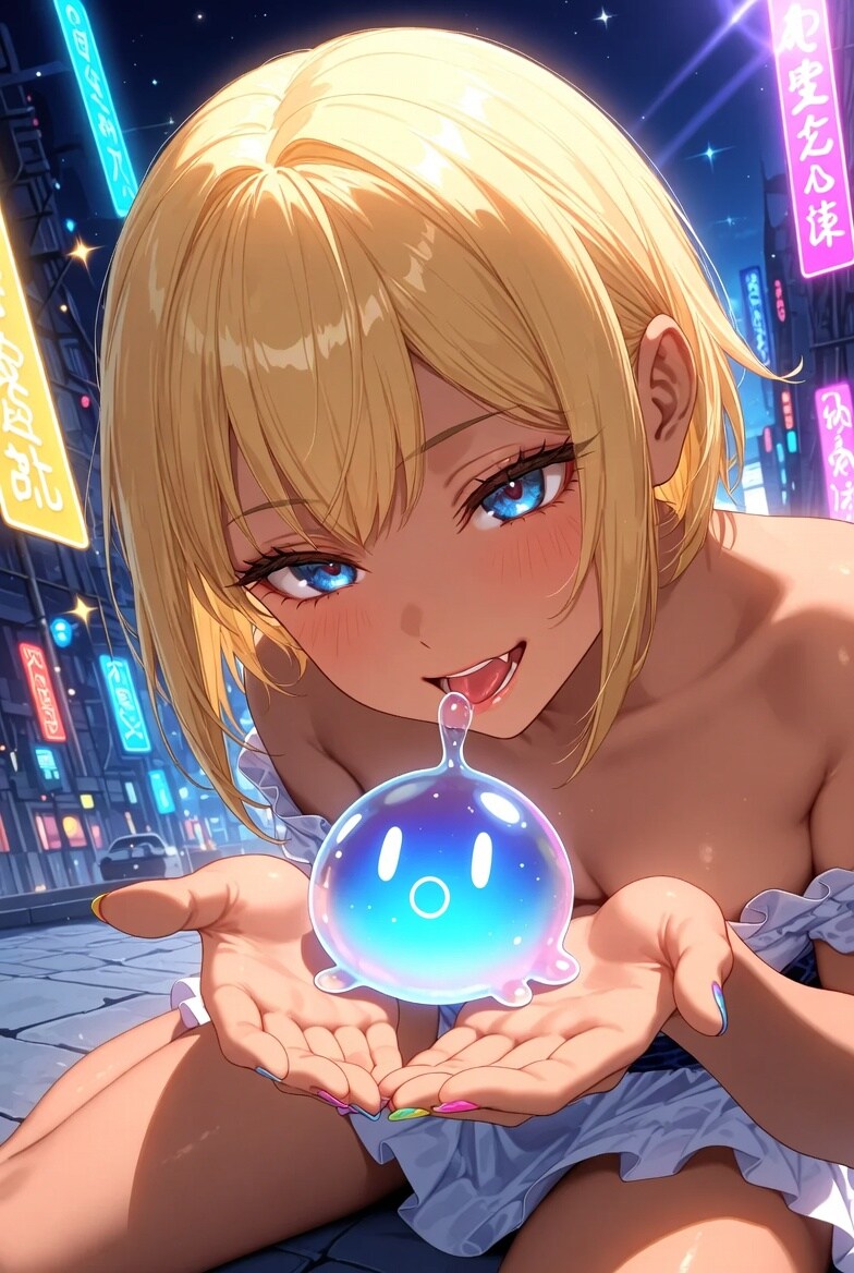 金髪ギャル　魔法都市で迷子のスライムを拾う