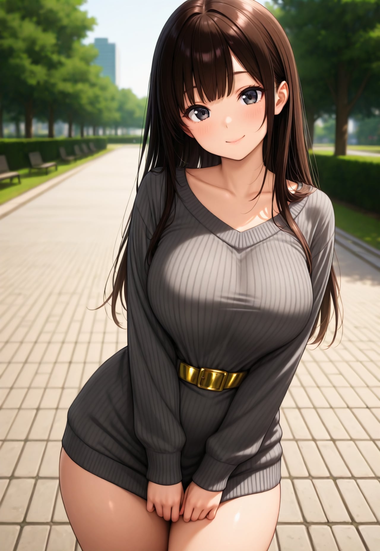 1318（グレーのニットワンピ） | の人気AIイラスト・グラビア