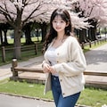 ファッションモデル⑤　キャミソールとスキニージーンズ 2枚目