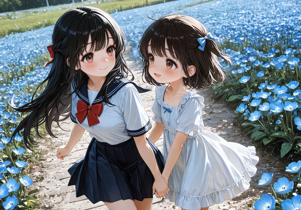 ネモフィラの道、ふたりで