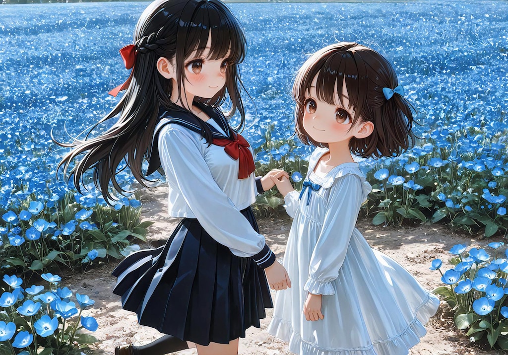 ネモフィラの道、ふたりで