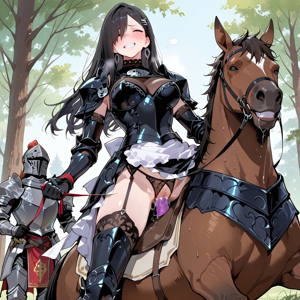 乗馬が趣味の女黒騎士