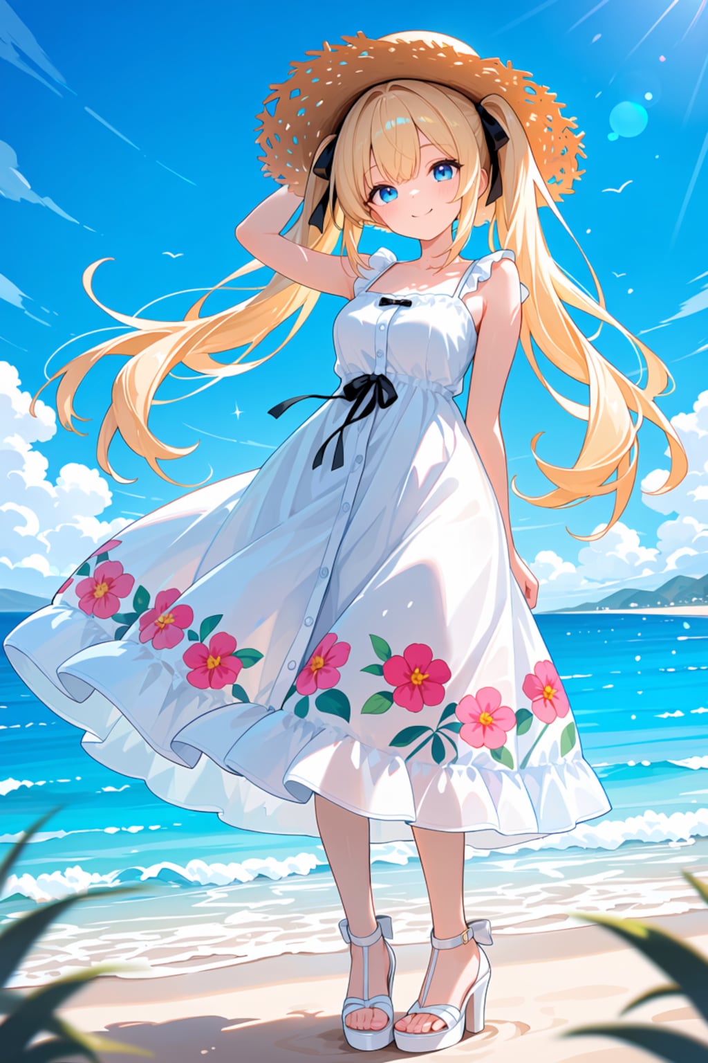 花柄ワンピース
