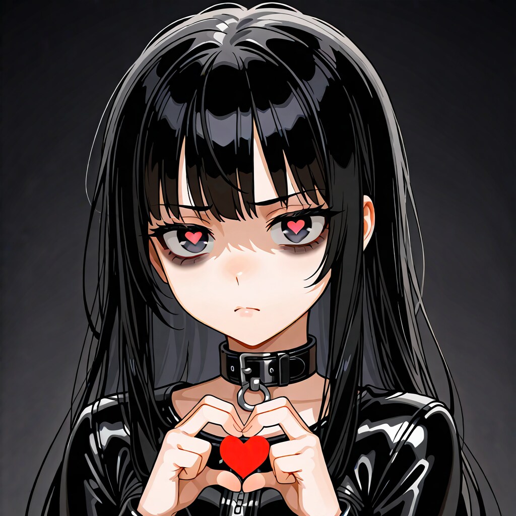 残念美人の手でハート(困り顔で)