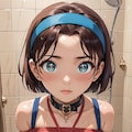 シャワールームのスク水少女 3枚目