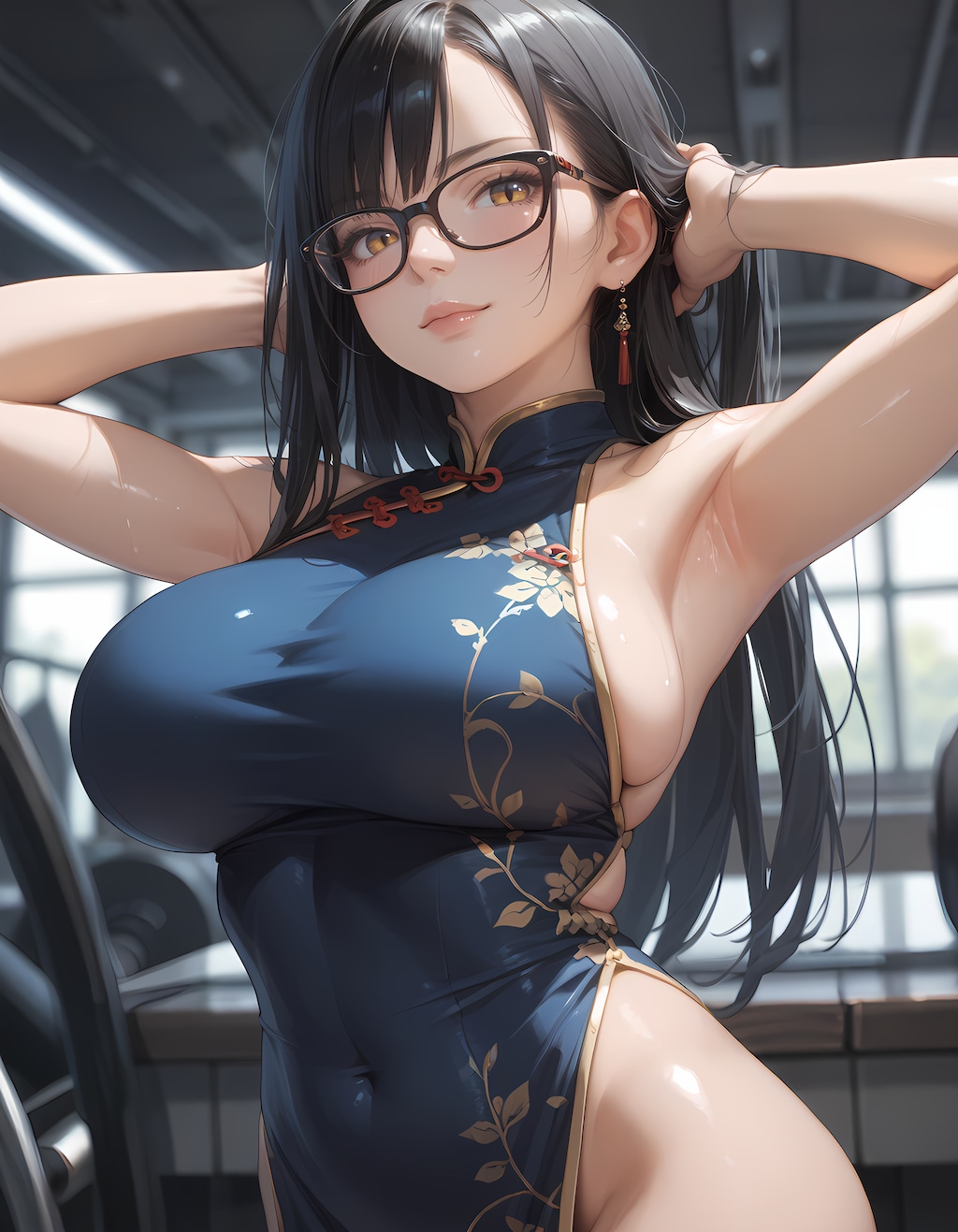 抑えきれない横乳