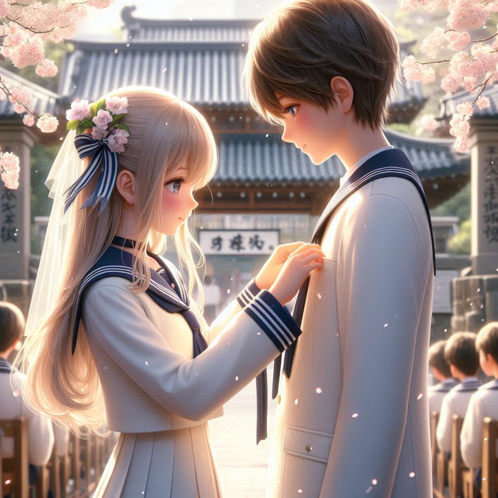 第二ボタンをねだる少女(DALL-E)