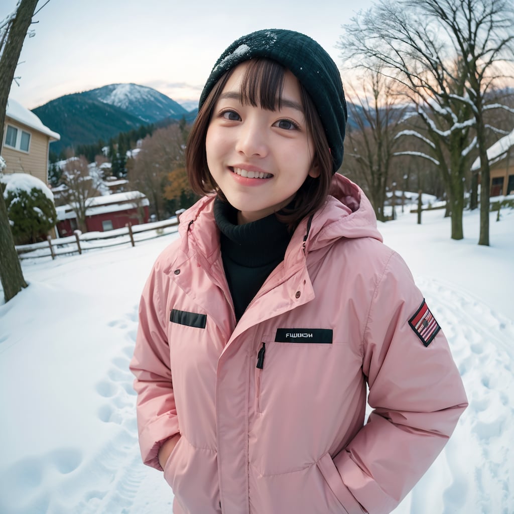 雪の自撮り魚眼レンズ No.2