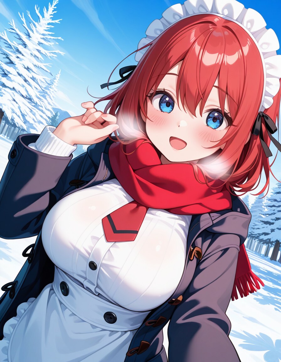 雪景色と赤毛ちゃん