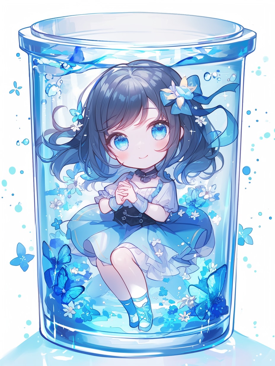 「瓶詰の少女」蒼20 | の人気AIイラスト・グラビア