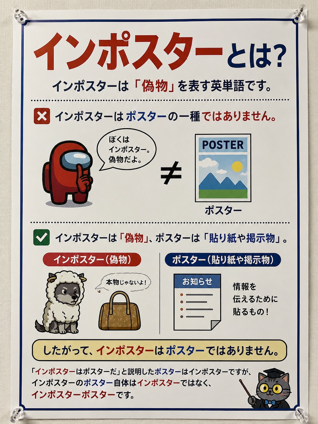 インポスターはポスターではないと解説するインポスターではないポスター