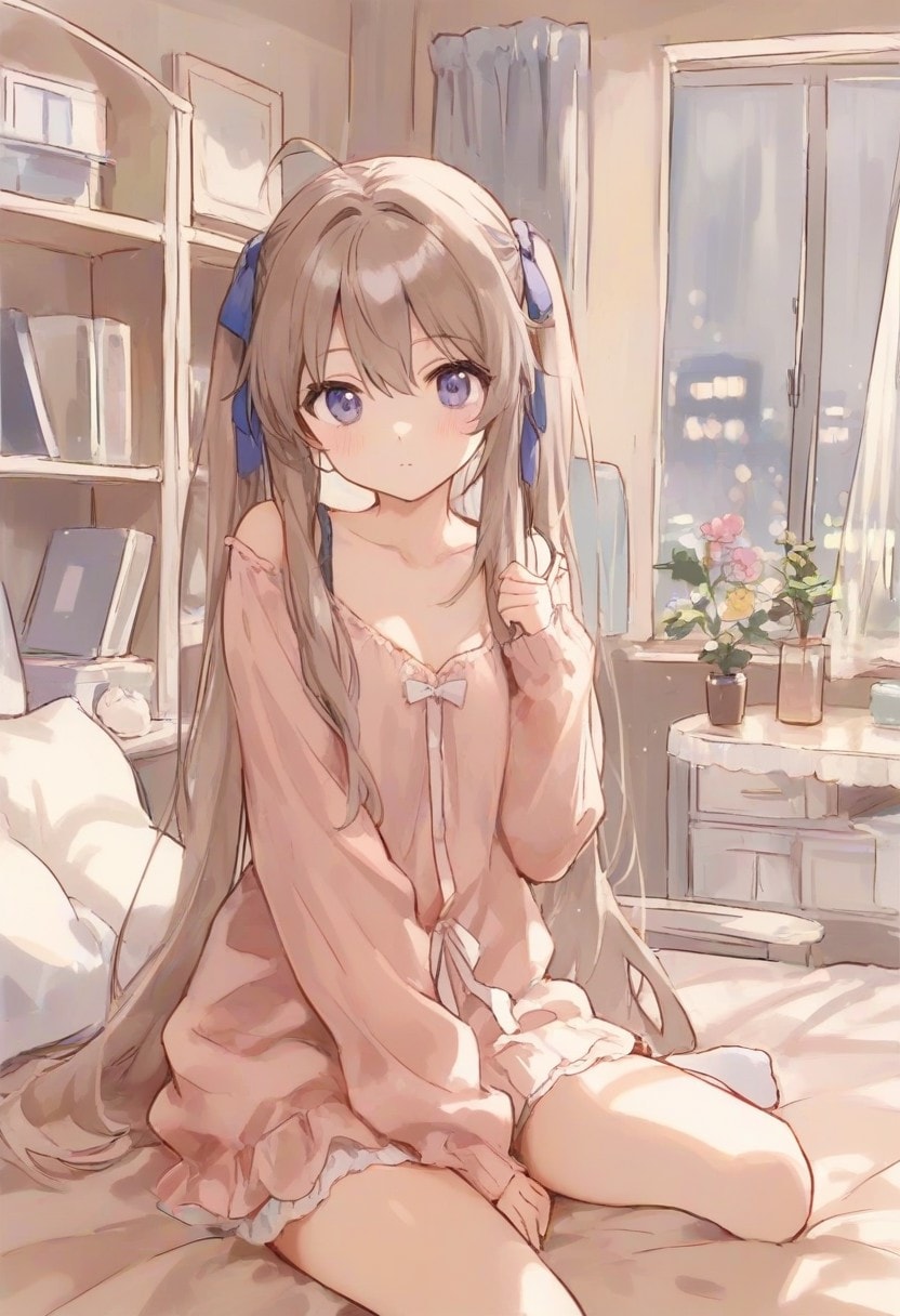 少女の部屋(水彩タッチ)(161)