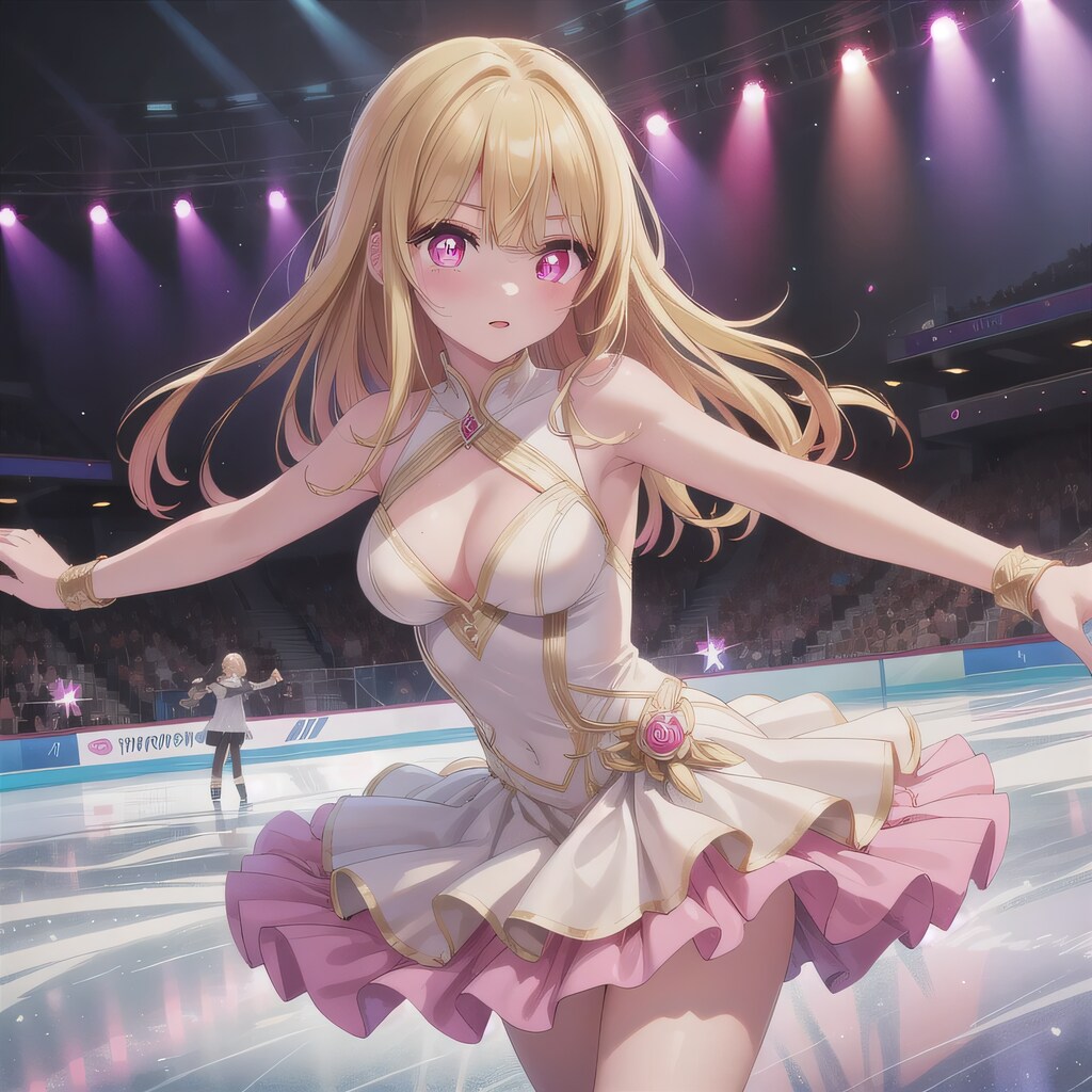 金髪ロングでアイススケートの少女５