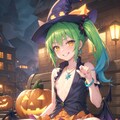緑髪少女のハロウィンパンチラ 3枚目