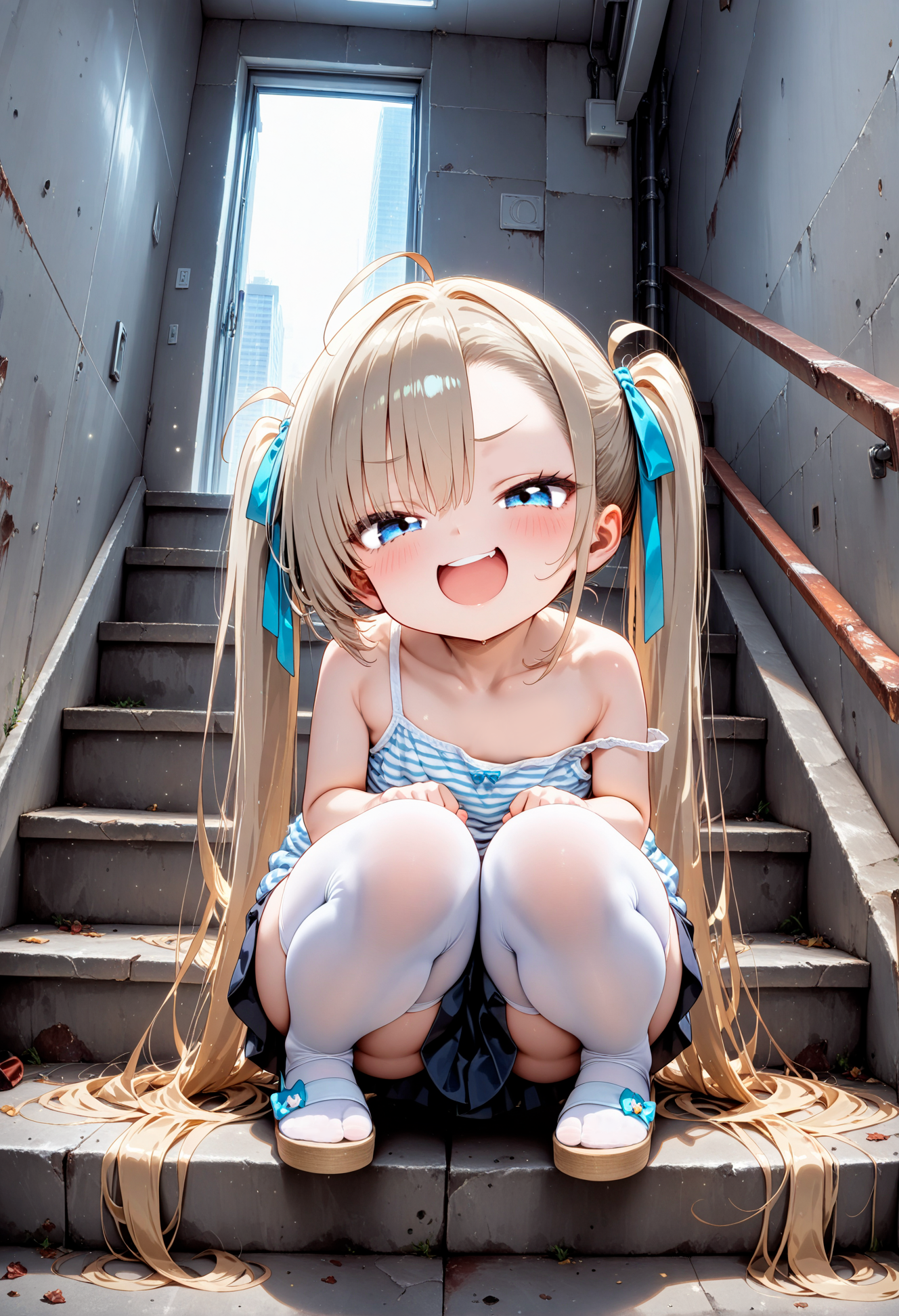 団地の階段の子