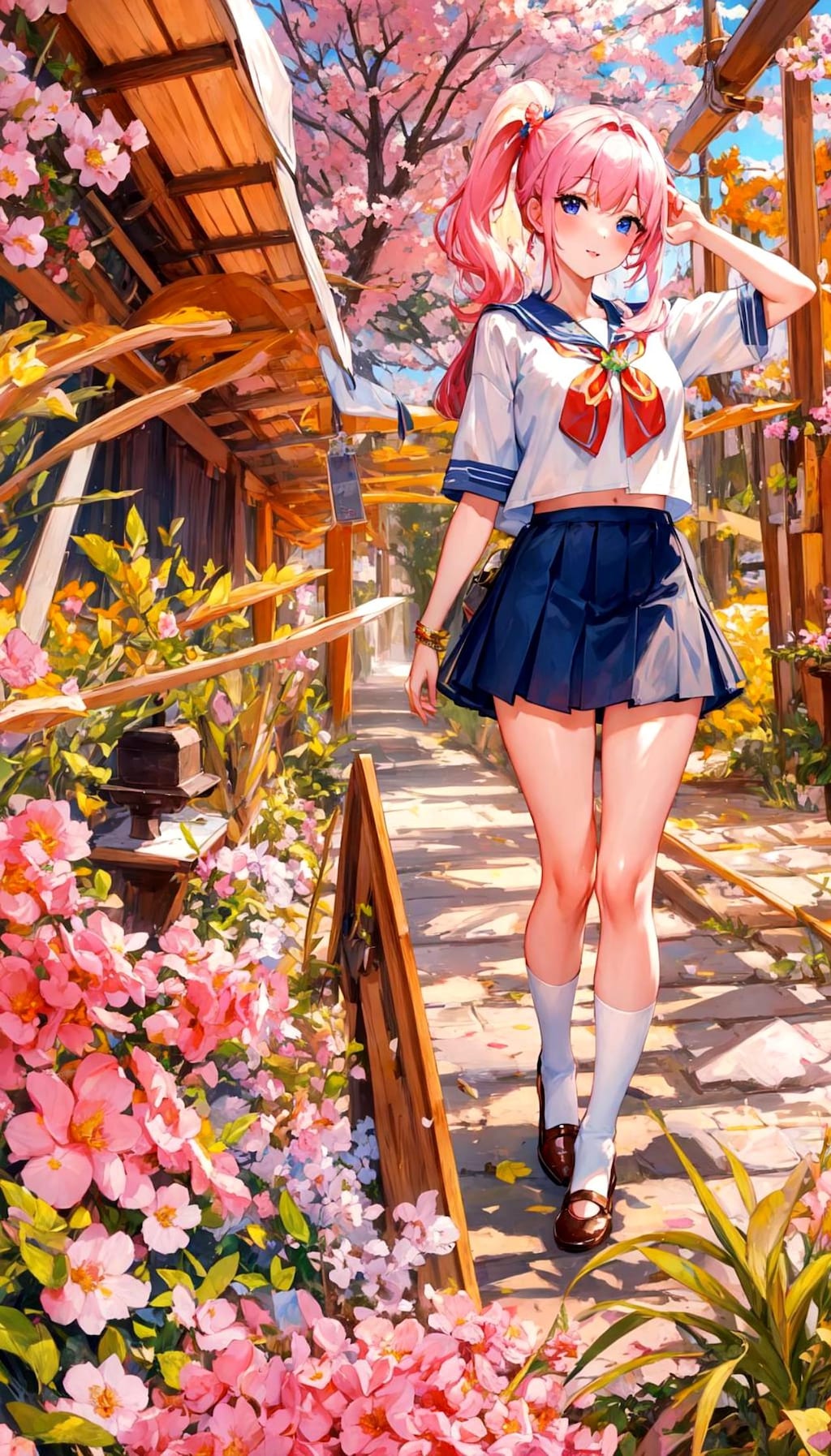 散歩するピンク髪ちゃん