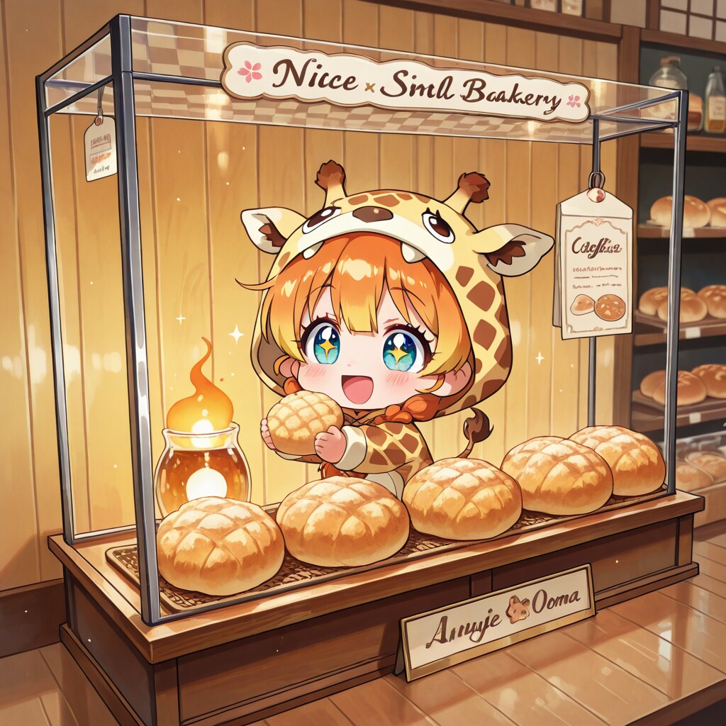パン屋さんのキリン着ぐるみちび子ちゃん