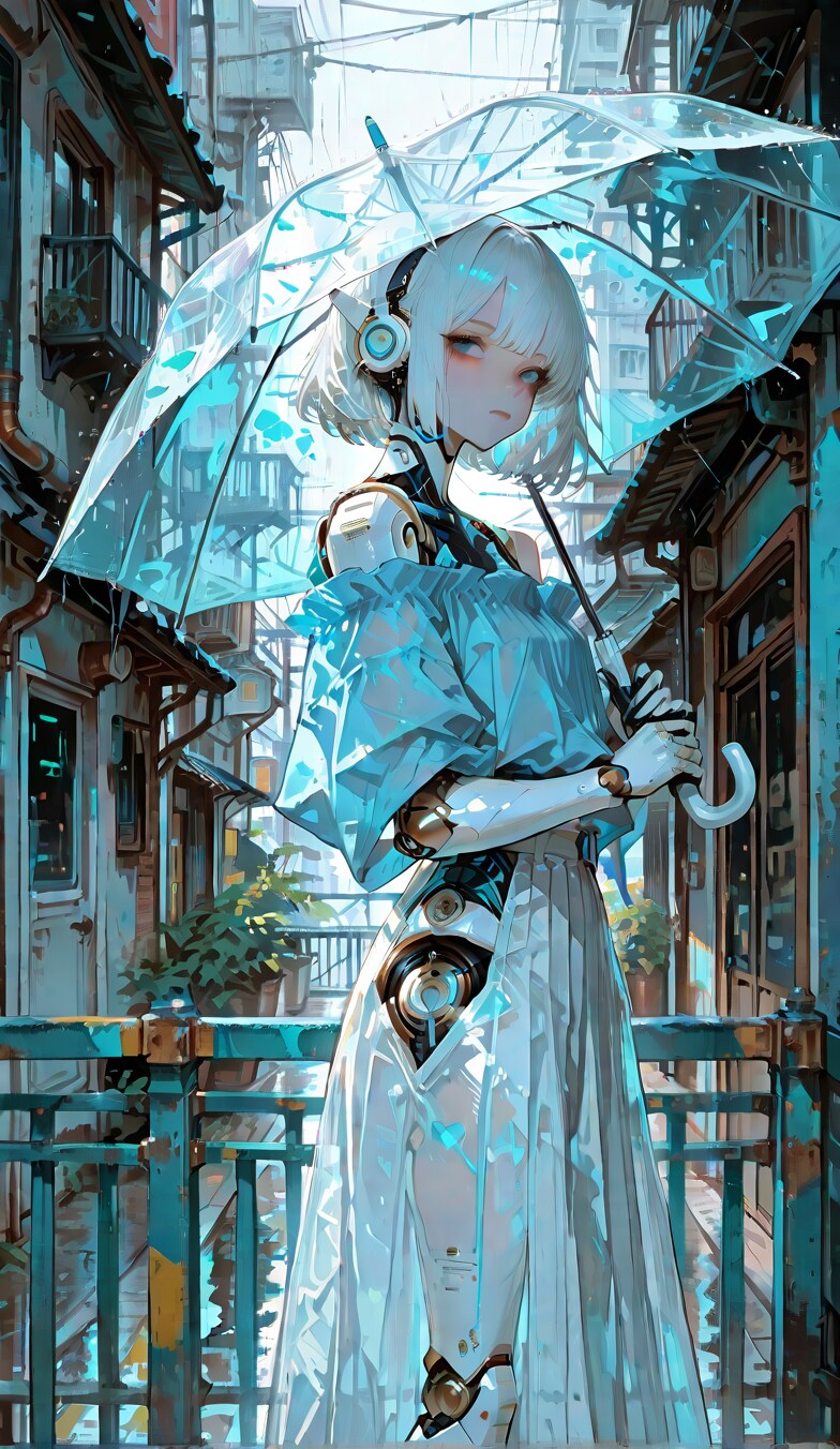 傘の日に出かけるアンドロイドさん