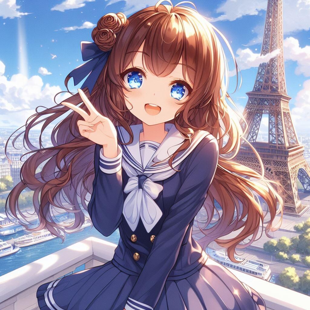 エッフェル塔で記念撮影