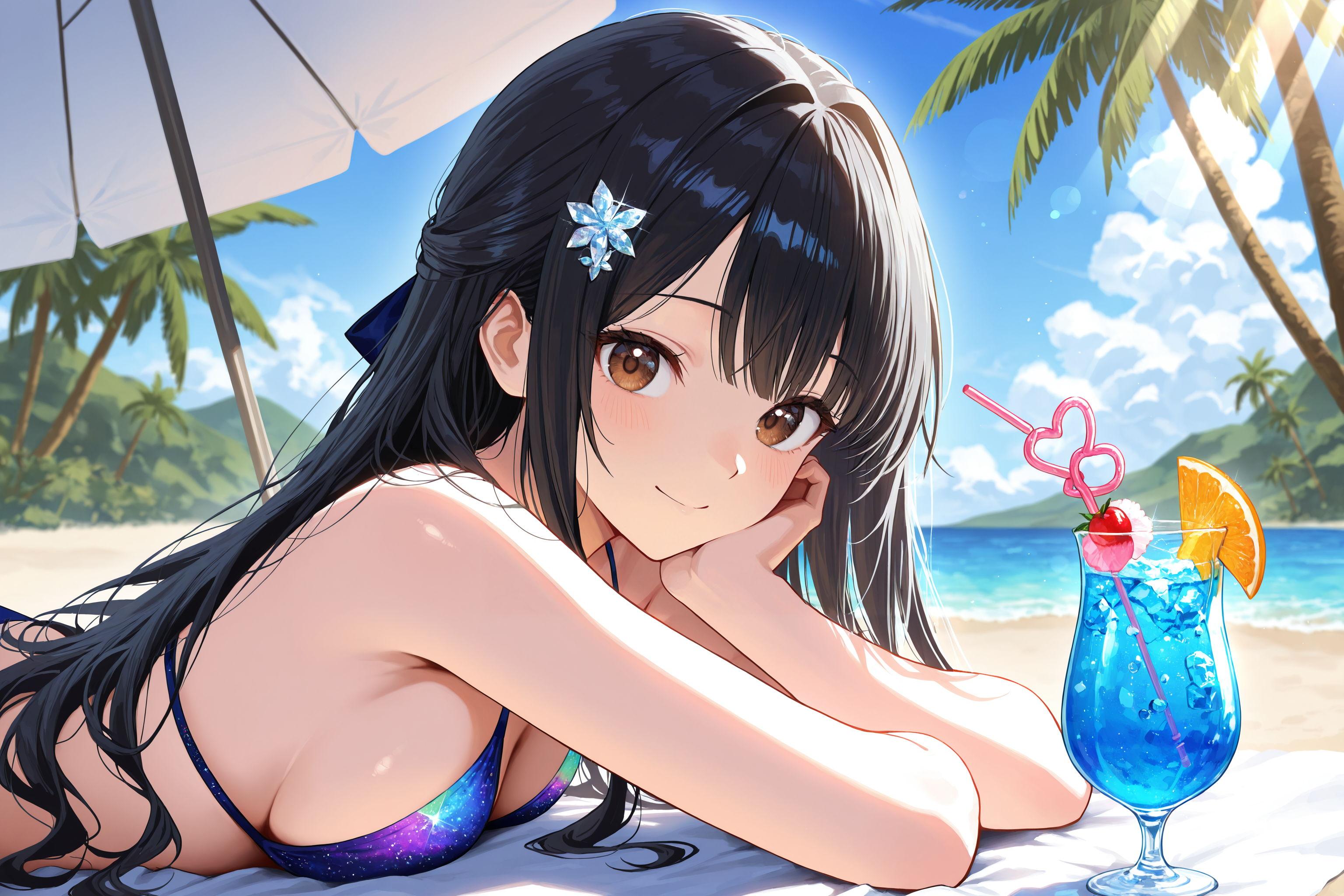 夏だ！ビーチだ！異世界だ！（異世界神社の巫女さん（神楽さん休憩中））
