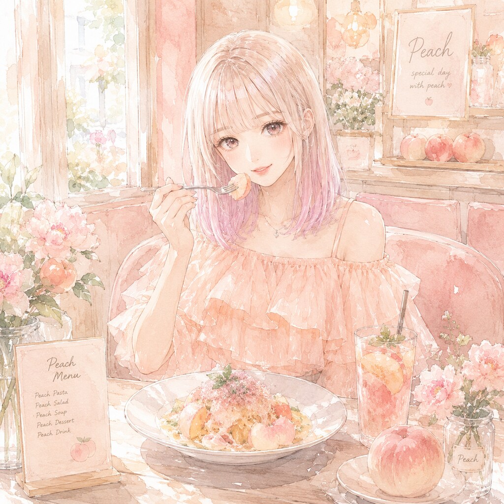 ランチするピーチちゃん🍑