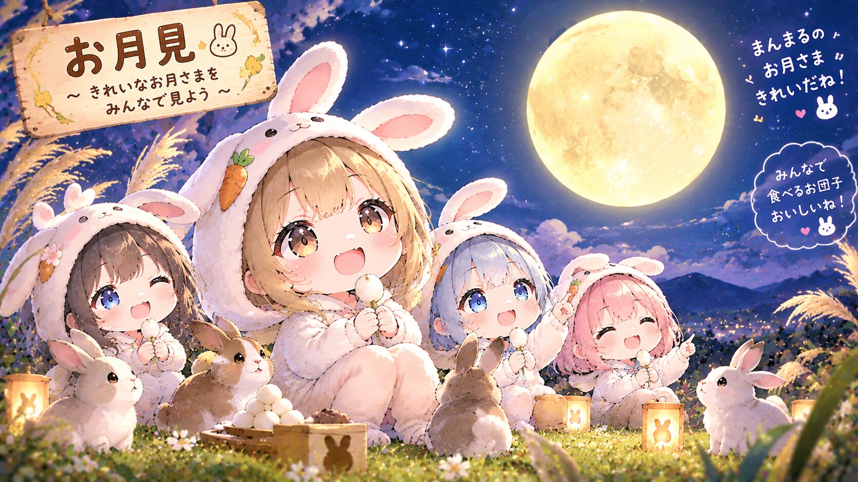 【ままなくお月見！】お月見中３ | の人気AIイラスト・グラビア