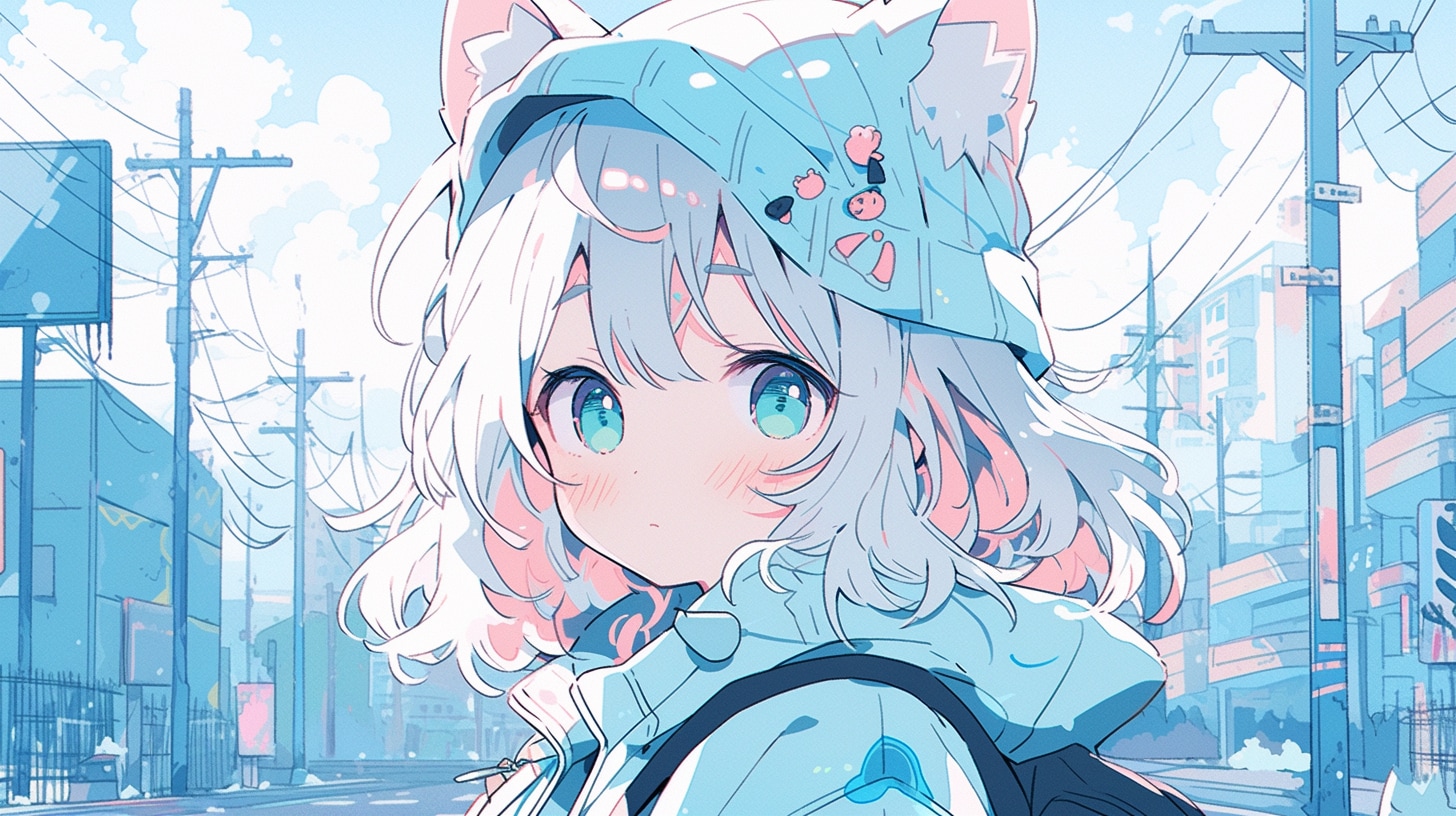 青空の街を歩く猫耳少女の日常