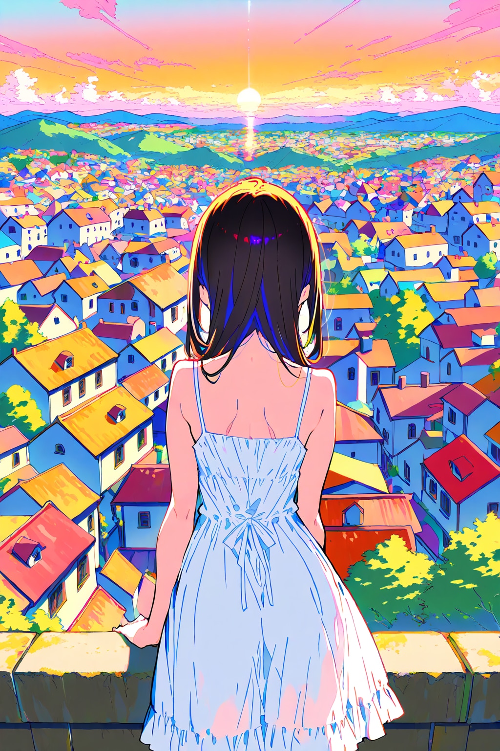 夕陽の街(HAPPY) | の人気AIイラスト・グラビア