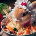 海鮮麺を食らうウサギ 5枚目