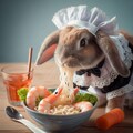 海鮮麺を食らうウサギ 3枚目