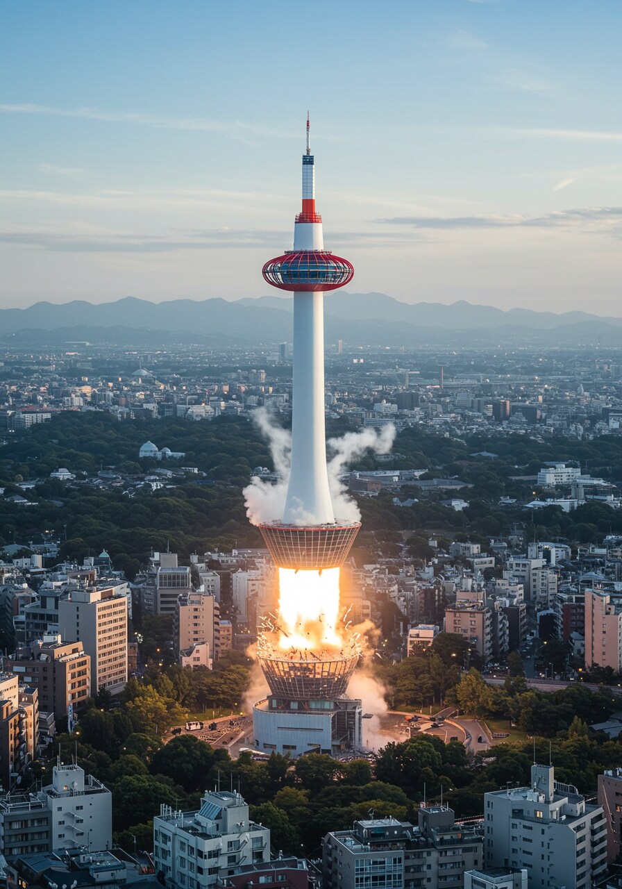 京都タワー発射。