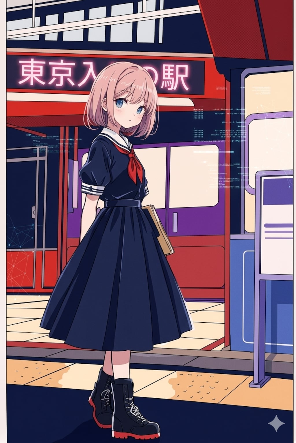 駅で迷っている女の子（再生成）
