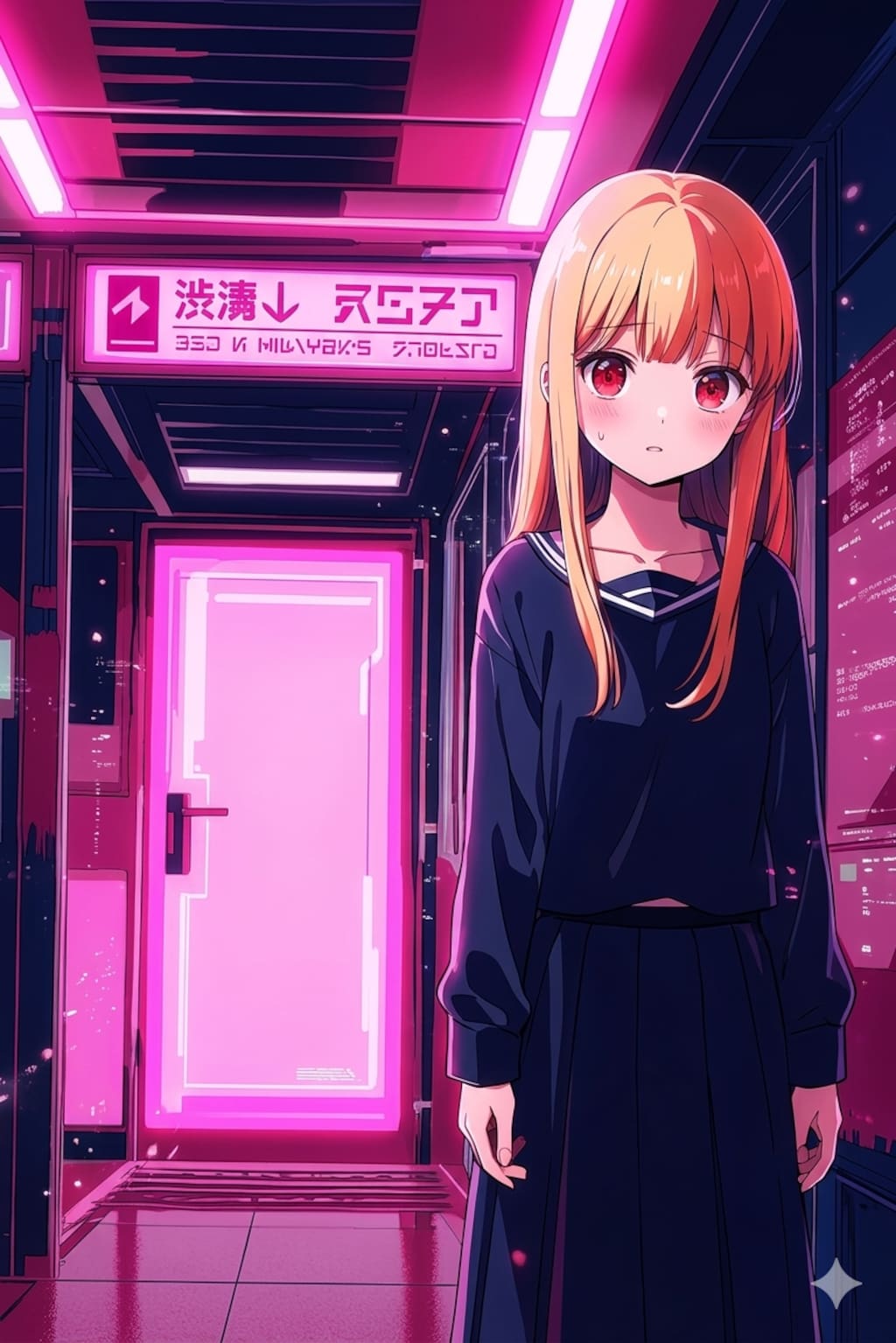 駅で迷っている女の子（再生成）