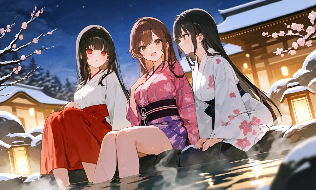 足湯女子達　冬