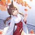紅葉と狐巫女さん 4枚目