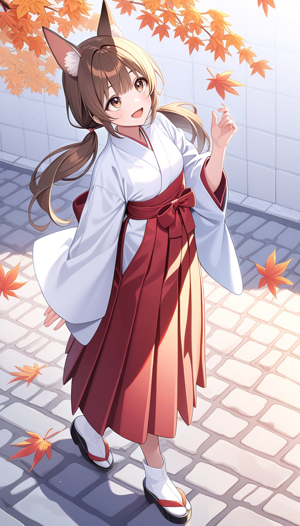 紅葉と狐巫女さん