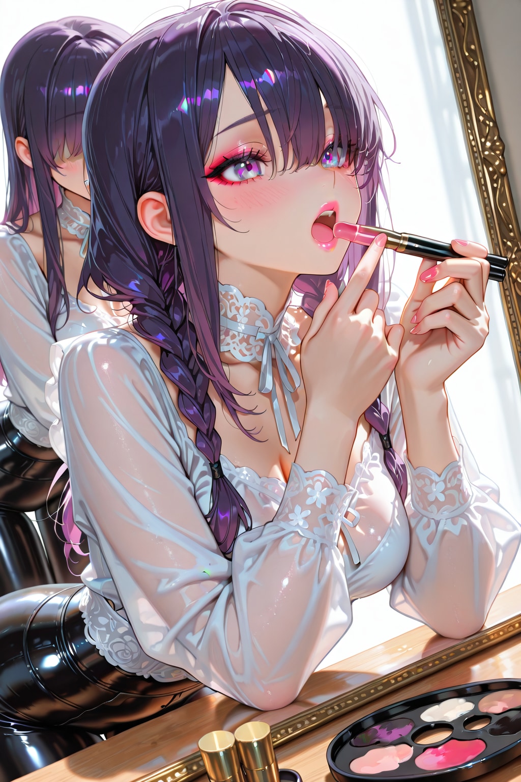 慌ててメイクをする絵梨奈ちゃん❤️(アイシャドウ強めversion)