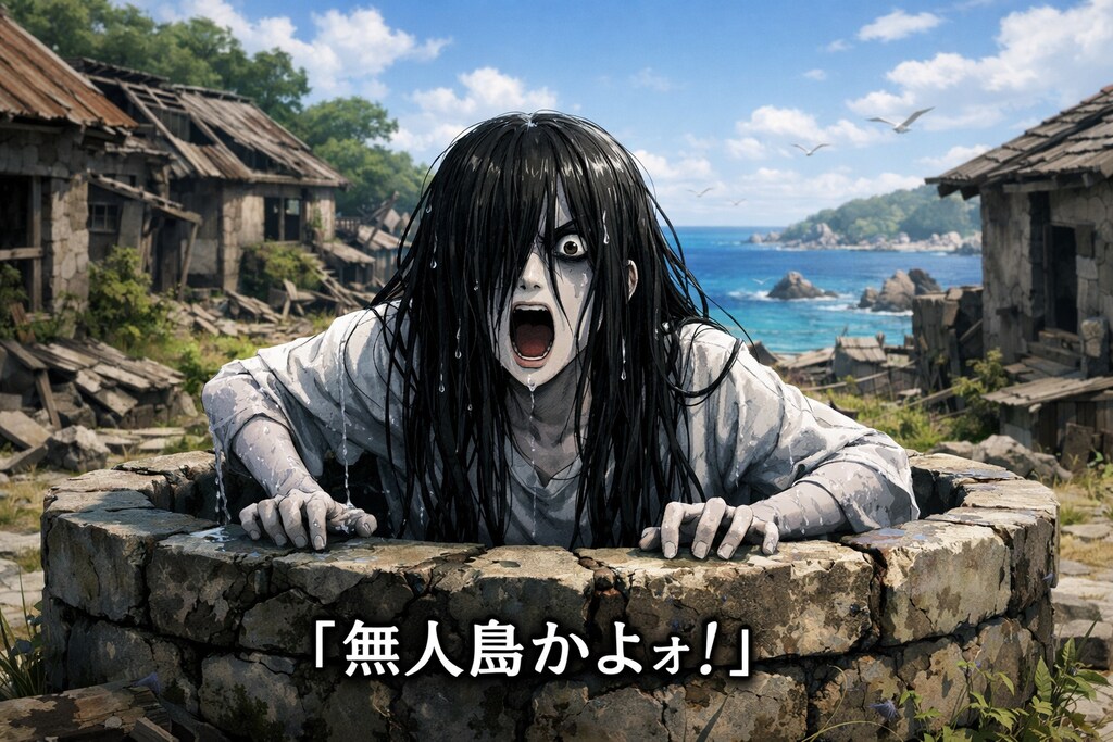 貞子、無人島到着！