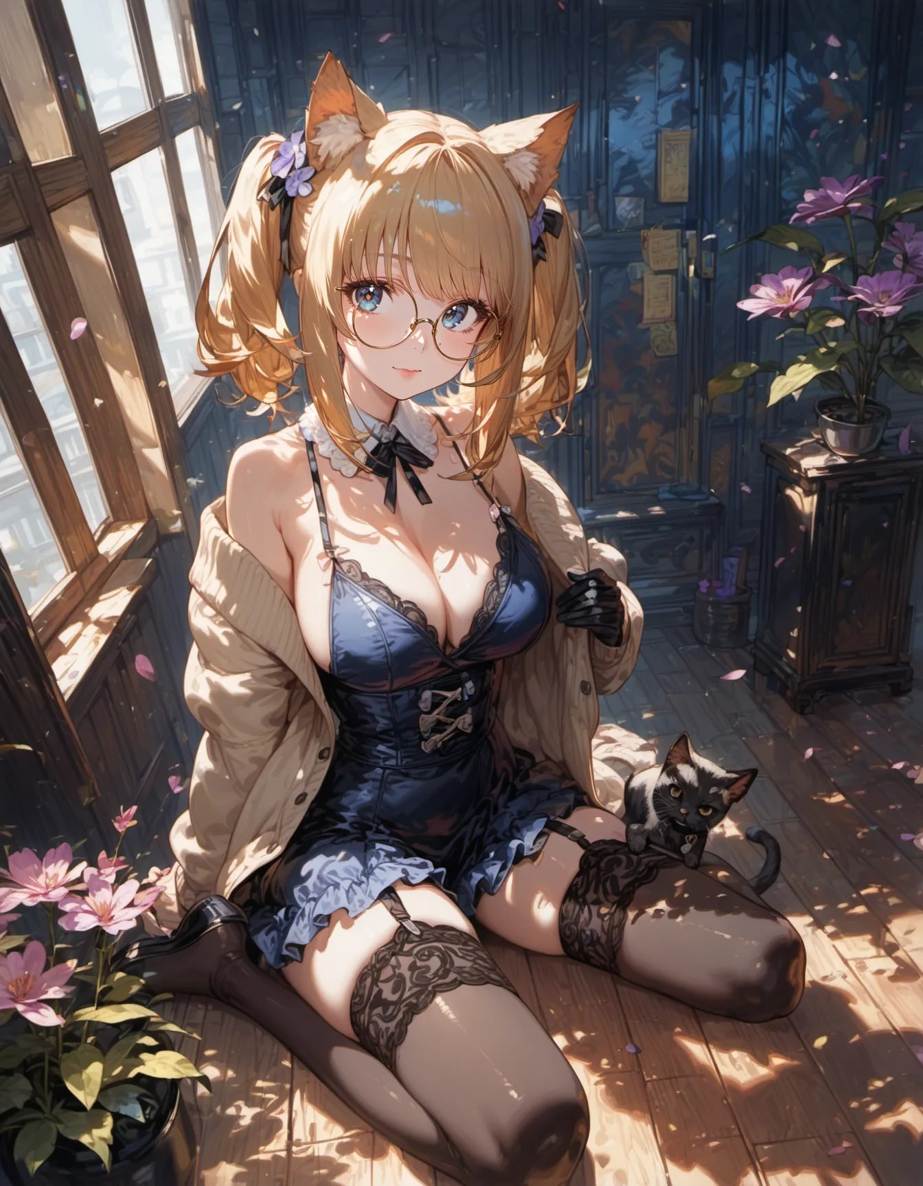 The Bookish Feline's Lair | の人気AIイラスト・グラビア