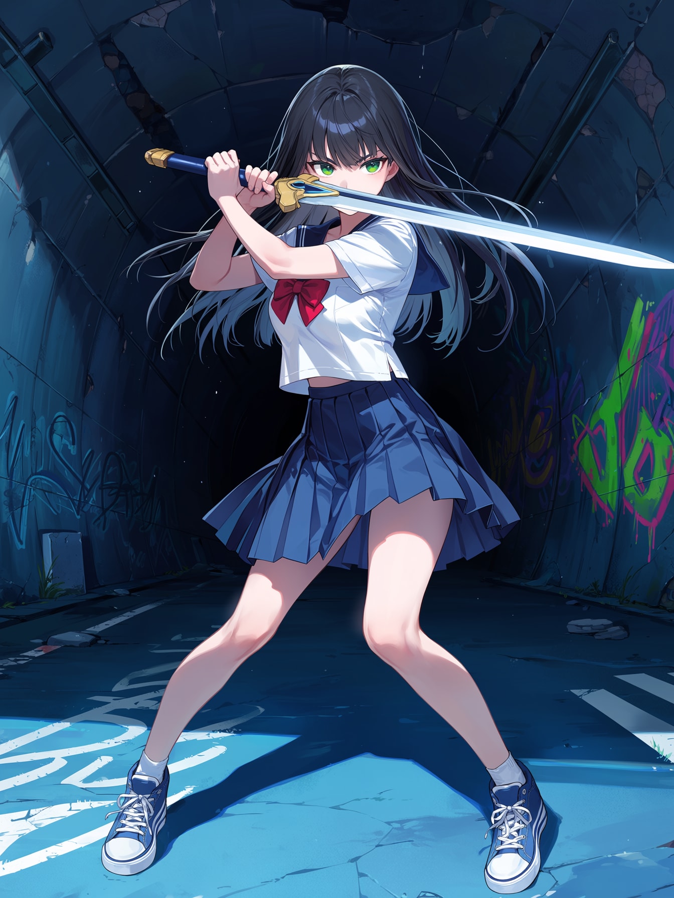 剣で戦う少女